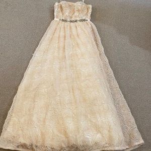 Stunning Size 14 Adrianna Papell Rosette Strapless Gown